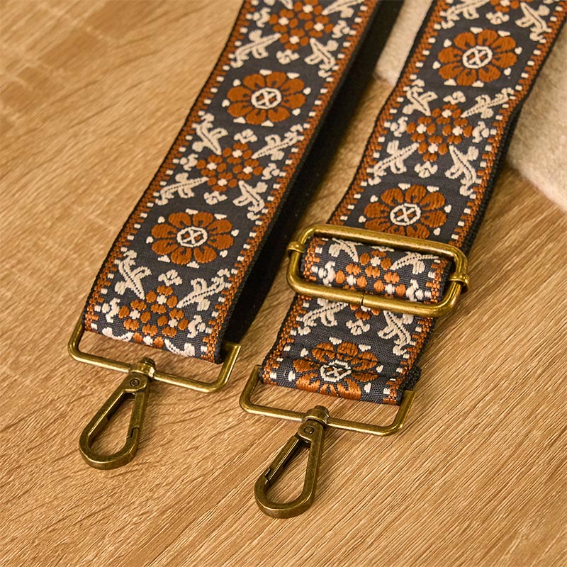 Buddha Stones Boho Braunes Blumenmuster Geometrische Verstellbare Handtaschen Umhängetaschen Schultergurte Ersatz - image 4