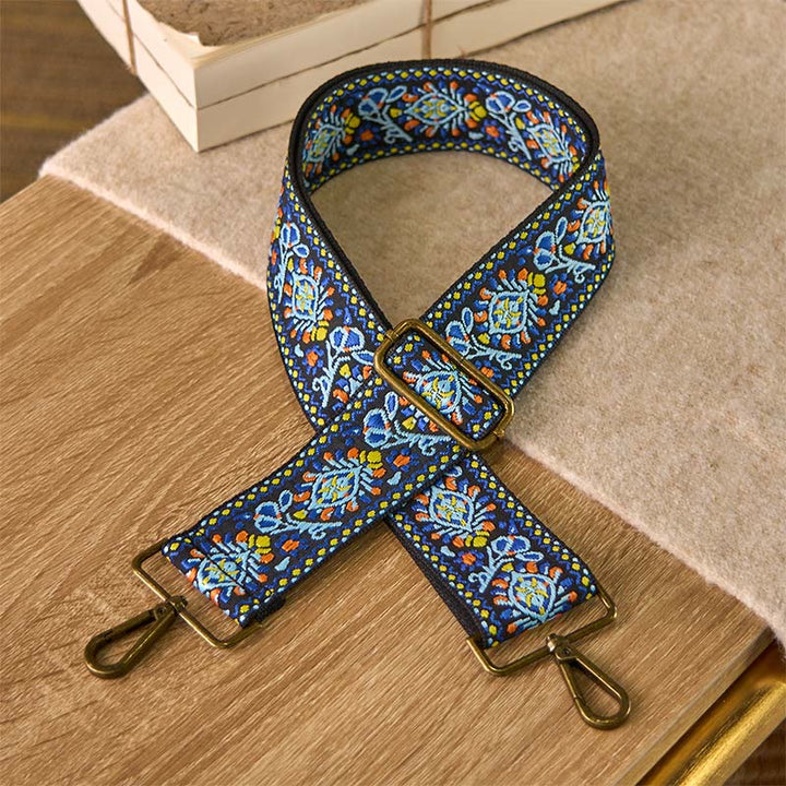 Buddha Stones Boho Marineblaues Blumenmuster Geometrische Verstellbare Handtaschen Umhängetaschen Schultergurte Ersatz - Marineblau - 70-135 cm * 5 cm - image 0