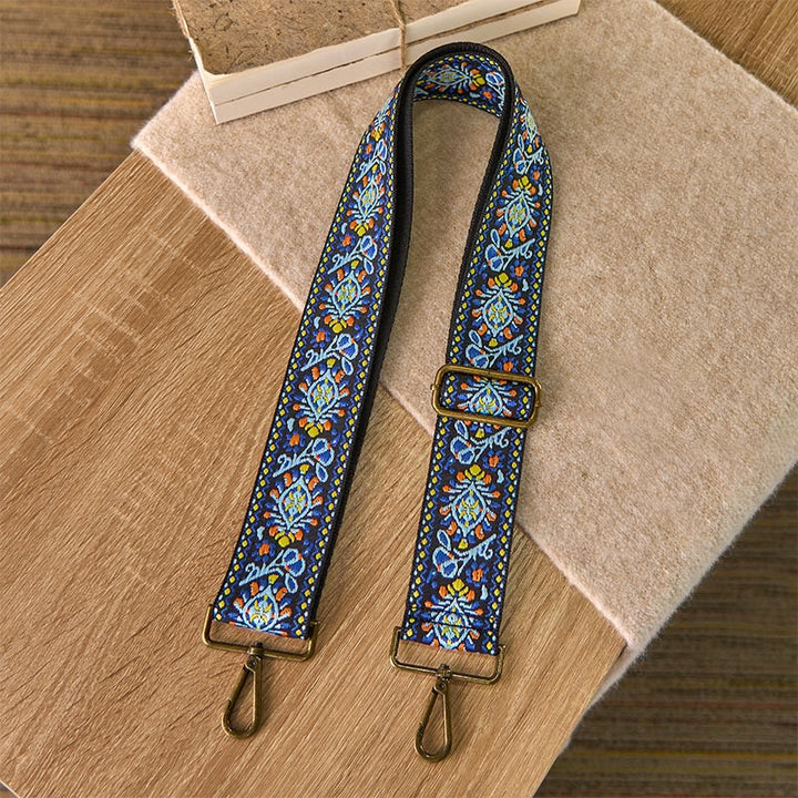 Buddha Stones Boho Marineblaues Blumenmuster Geometrische Verstellbare Handtaschen Umhängetaschen Schultergurte Ersatz - image 1