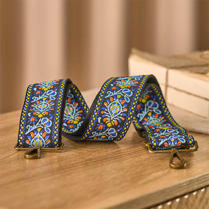 Buddha Stones Boho Marineblaues Blumenmuster Geometrische Verstellbare Handtaschen Umhängetaschen Schultergurte Ersatz - image 3