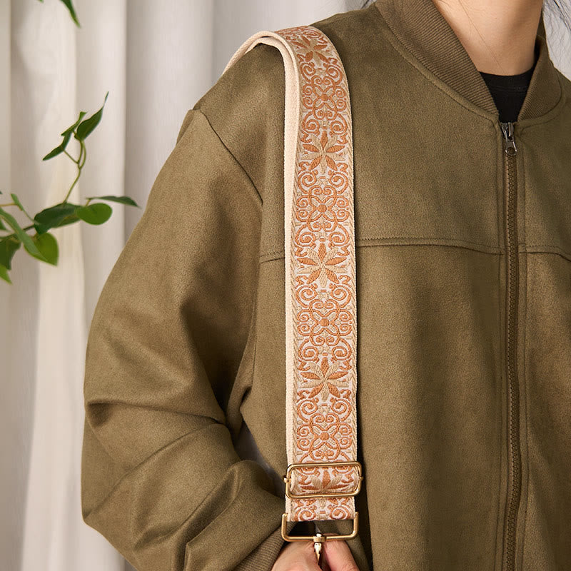 Buddha Stones Bohemian Braun Beige Blumen Geometrische Stickerei Verstellbare Handtaschen Umhängetasche Schultertasche Taschenriemen Ersatz - image 4