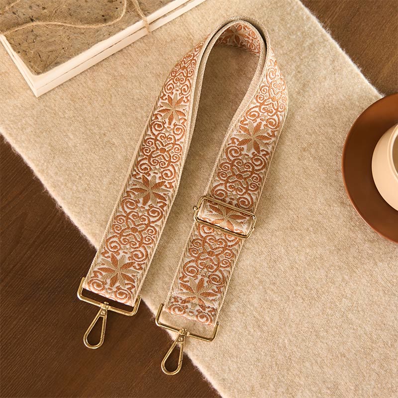 Buddha Stones Bohemian Braun Beige Blumen Geometrische Stickerei Verstellbare Handtaschen Umhängetasche Schultertasche Taschenriemen Ersatz - image 1