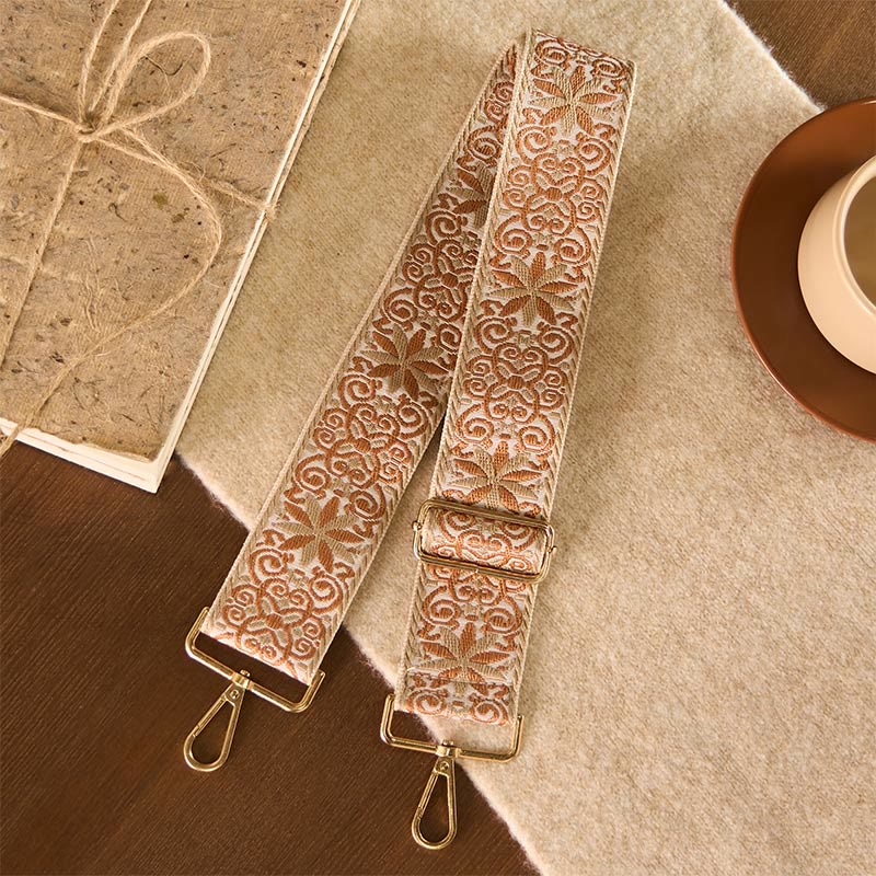 Buddha Stones Bohemian Braun Beige Blumen Geometrische Stickerei Verstellbare Handtaschen Umhängetasche Schultertasche Taschenriemen Ersatz - image 2