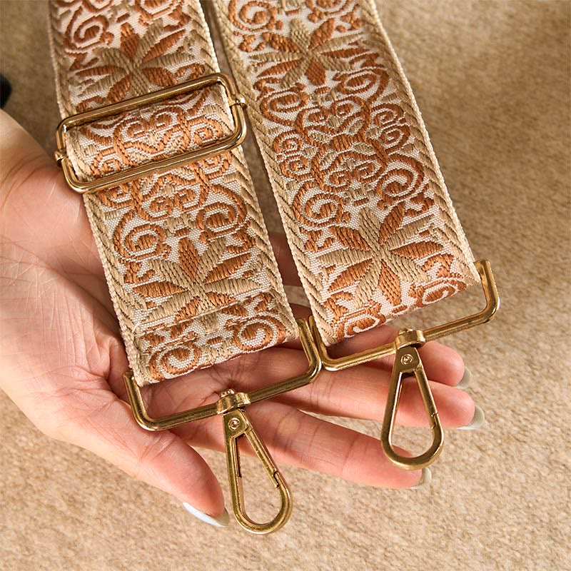 Buddha Stones Bohemian Braun Beige Blumen Geometrische Stickerei Verstellbare Handtaschen Umhängetasche Schultertasche Taschenriemen Ersatz - image 7