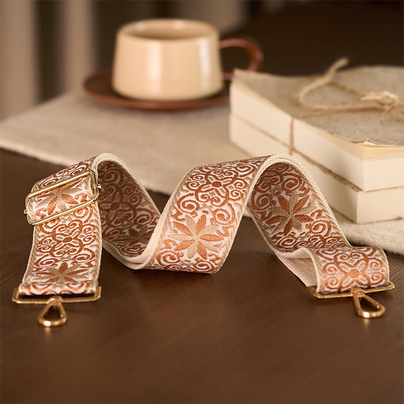 Buddha Stones Bohemian Braun Beige Blumen Geometrische Stickerei Verstellbare Handtaschen Umhängetasche Schultertasche Taschenriemen Ersatz - image 3