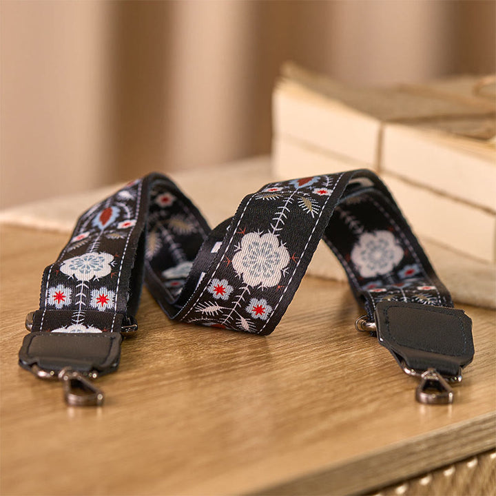 Buddha Stones Boho Schwarzes Blumenmuster Geometrische Verstellbare Handtaschen Umhängetaschen Schultergurte Ersatz - image 3