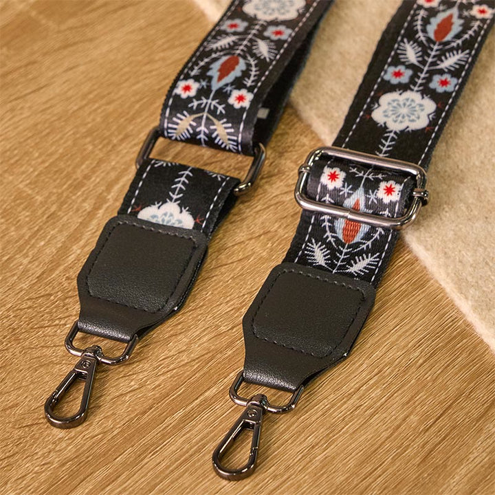 Buddha Stones Boho Schwarzes Blumenmuster Geometrische Verstellbare Handtaschen Umhängetaschen Schultergurte Ersatz - image 4