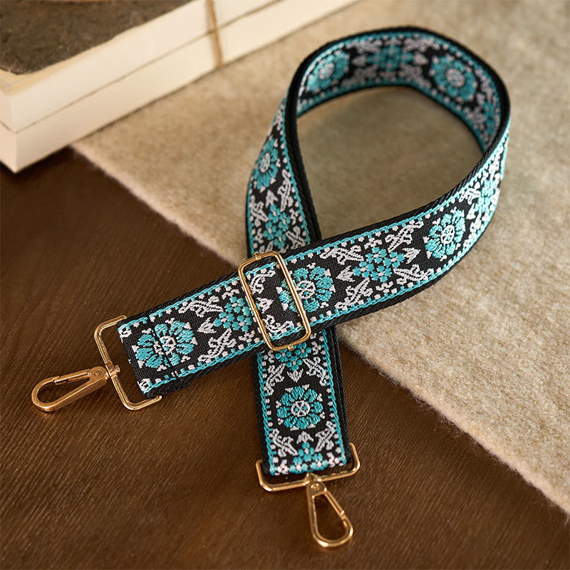 Buddha Stones, böhmische runde Blumen, geometrische Stickerei, verstellbare Handtaschen-, Umhängetaschen- und Schulterriemen, Ersatzriemen - image 1