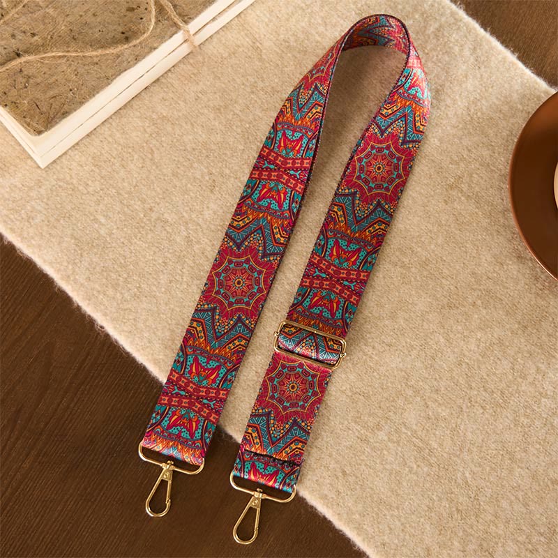 Buddha Stones Bohemian rote Mandara geometrische verstellbare Handtaschen Umhängetasche Schultertasche Geldbörse Ersatzriemen - Rote Mandara 76-136cm*5cm - image 0