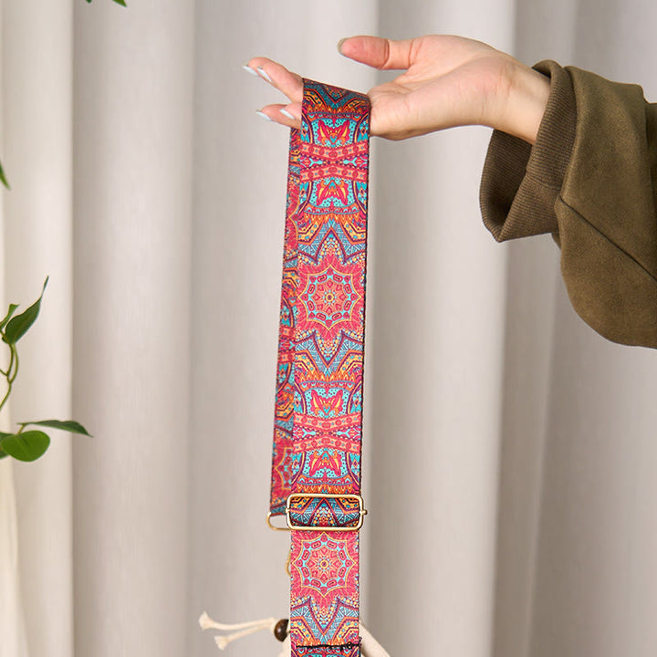 Buddha Stones Bohemian rote Mandara geometrische verstellbare Handtaschen Umhängetasche Schultertasche Geldbörse Ersatzriemen - image 2