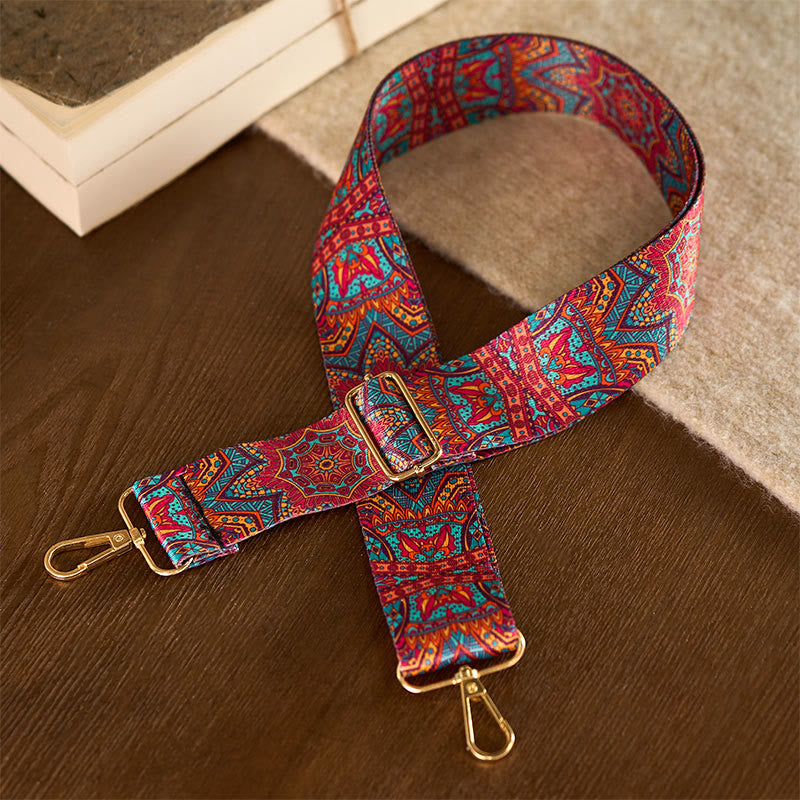 Buddha Stones Bohemian rote Mandara geometrische verstellbare Handtaschen Umhängetasche Schultertasche Geldbörse Ersatzriemen - image 1