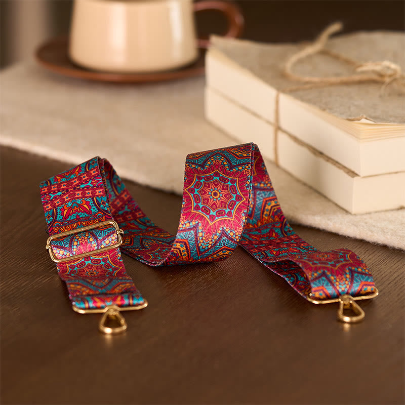 Buddha Stones Bohemian rote Mandara geometrische verstellbare Handtaschen Umhängetasche Schultertasche Geldbörse Ersatzriemen - image 3