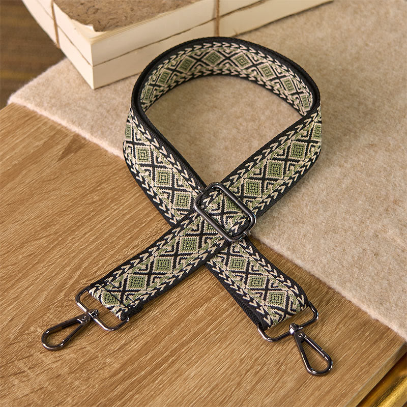 Buddha Stones Boho Diamond Rhombus Stripe Geometrische Verstellbare Handtaschen Umhängetaschen Schultergurte Ersatz - Hellgrün - 75–145 cm × 3,8 cm - image 6