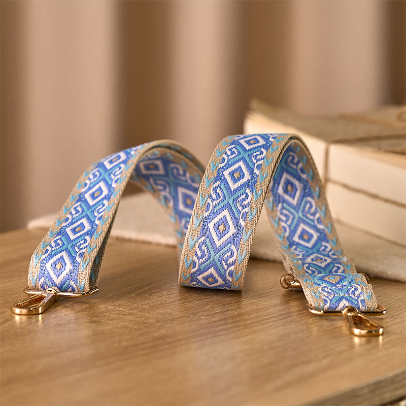 Buddha Stones ​​Boho-Rhombus-Viereckstreifen Geometrischer Jacquard Verstellbare Handtaschen-Umhängetaschen-Schultertaschen-Ersatzriemen - image 2