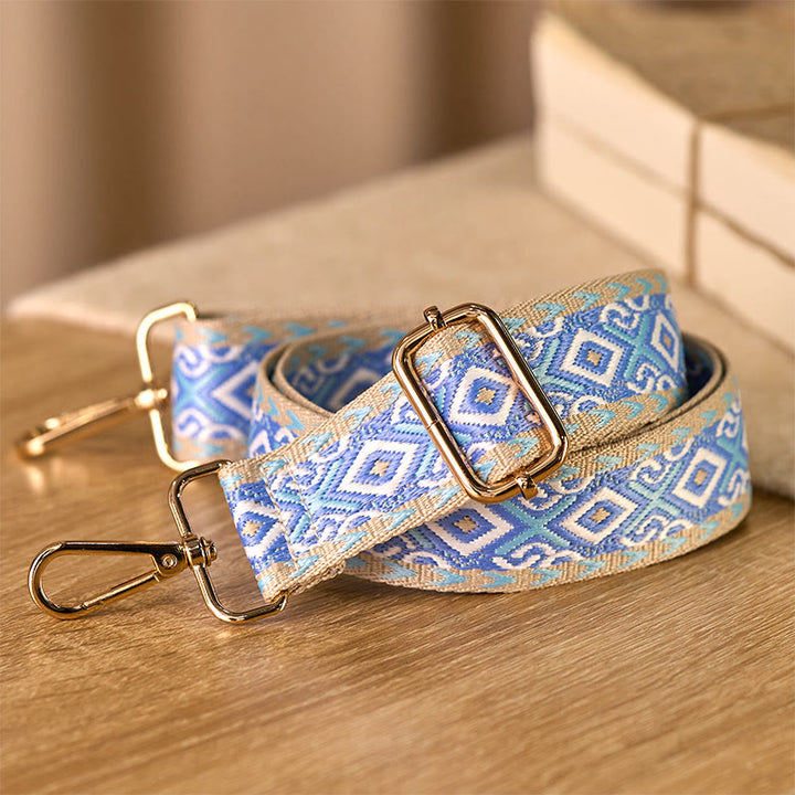 Buddha Stones ​​Boho-Rhombus-Viereckstreifen Geometrischer Jacquard Verstellbare Handtaschen-Umhängetaschen-Schultertaschen-Ersatzriemen - image 3