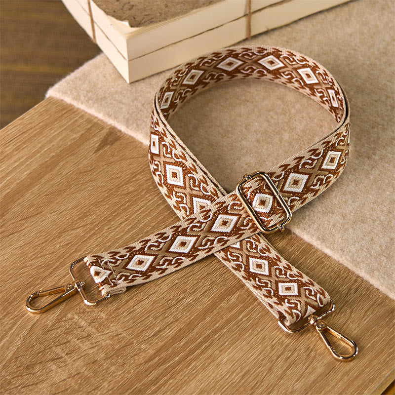 Buddha Stones ​​Boho-Rhombus-Viereckstreifen Geometrischer Jacquard Verstellbare Handtaschen-Umhängetaschen-Schultertaschen-Ersatzriemen - Braun - 75–145 cm × 3,8 cm - image 13