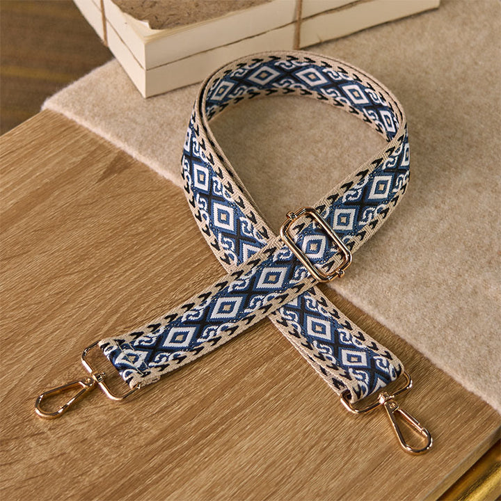 Buddha Stones ​​Boho-Rhombus-Viereckstreifen Geometrischer Jacquard Verstellbare Handtaschen-Umhängetaschen-Schultertaschen-Ersatzriemen - SteelBlue - 75–145 cm × 3,8 cm - image 7