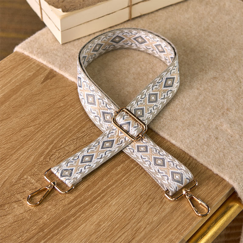 Buddha Stones ​​Boho-Rhombus-Viereckstreifen Geometrischer Jacquard Verstellbare Handtaschen-Umhängetaschen-Schultertaschen-Ersatzriemen - Beige - 75–145 cm × 3,8 cm - image 9
