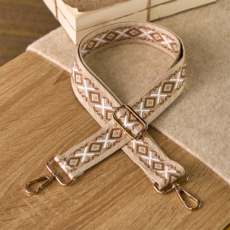Buddha Stones Boho-Rautenmuster-Streifen-Jacquard-Verstellbare Handtaschen-Umhängetaschen-Schulterriemen zum Austausch - Braun - 75–145 cm × 3,8 cm - image 7