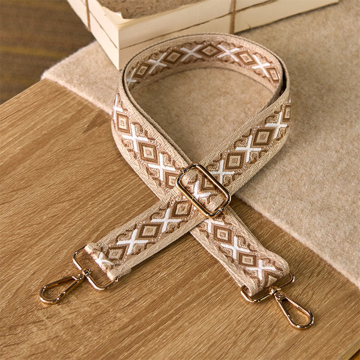 Buddha Stones Boho-Rautenmuster-Streifen-Jacquard-Verstellbare Handtaschen-Umhängetaschen-Schulterriemen zum Austausch - Braun - 75–145 cm × 3,8 cm - image 7
