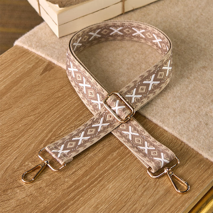 Buddha Stones Boho-Rautenmuster-Streifen-Jacquard-Verstellbare Handtaschen-Umhängetaschen-Schulterriemen zum Austausch - Khaki - 75–145 cm × 3,8 cm - image 5