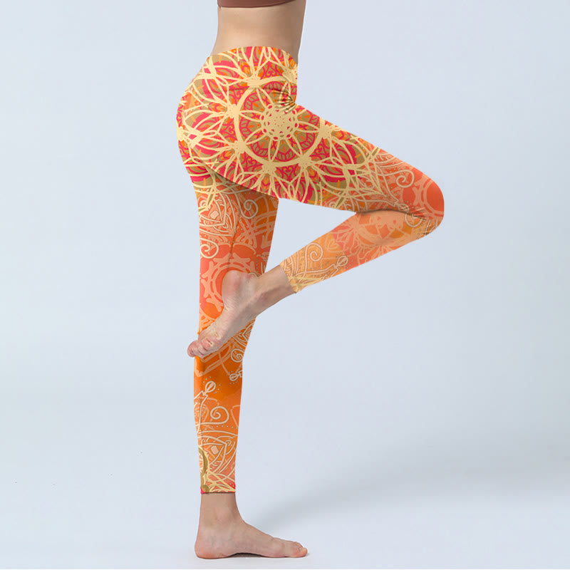 Leggings mit Buddha Stones , symmetrischem geometrischem Muster, Yogahose für Damen - image 3