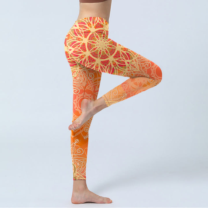 Leggings mit Buddha Stones , symmetrischem geometrischem Muster, Yogahose für Damen - image 3