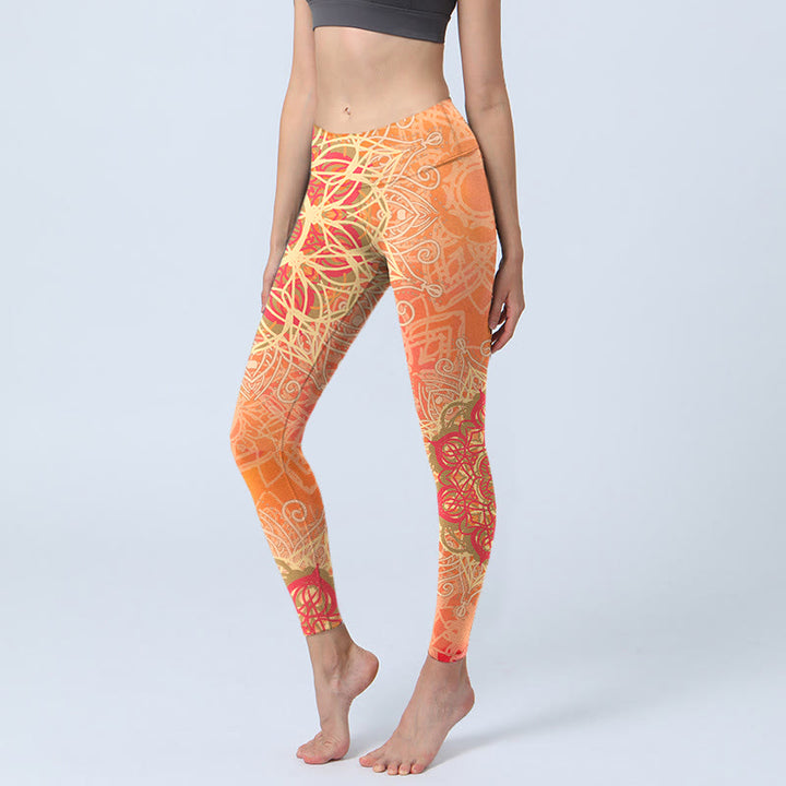 Leggings mit Buddha Stones , symmetrischem geometrischem Muster, Yogahose für Damen - Orange - US18, UK/AU22, EU50 (4XL) - image 0