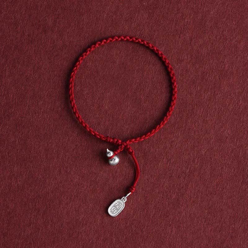 Buddha Stones ​​925 Sterling Silber Kürbis Glücksbringer Armband mit Schnurverbindung - Kürbis & Glücksbringer Dunkelrotes Seil - 15-20 cm - image 15
