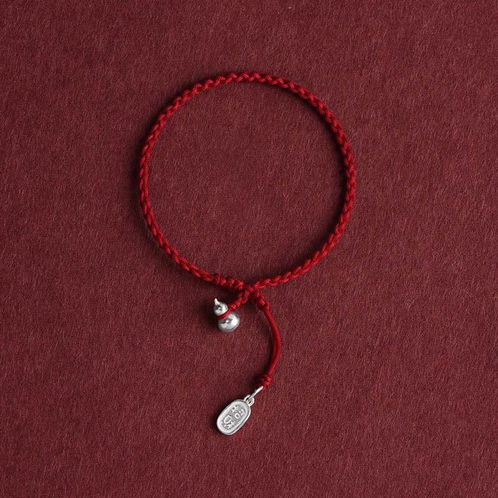 Buddha Stones ​​925 Sterling Silber Kürbis Glücksbringer Armband mit Schnurverbindung - Kürbis & Glücksbringer Dunkelrotes Seil - 15-20 cm - image 15