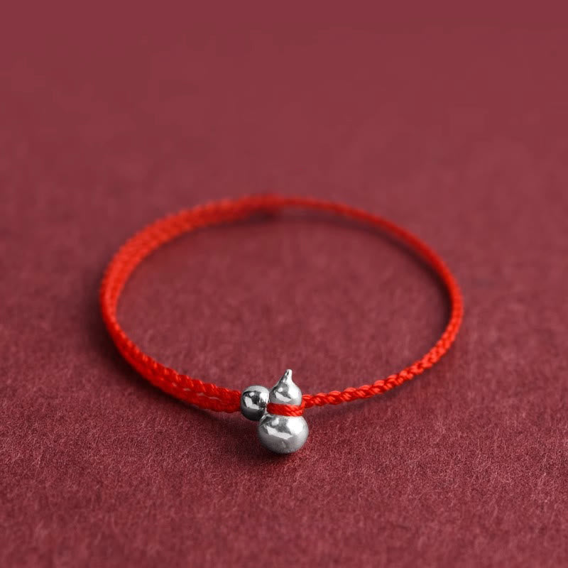Buddha Stones ​​925 Sterling Silber Kürbis Glücksbringer Armband mit Schnurverbindung - Kürbisrotes Seil - 15-20 cm - image 1