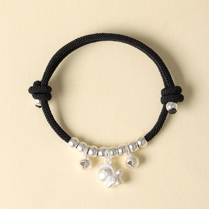 Buddha Stones, Jahr des Pferdes, verschiedene Pferdemotive, Seil, Glück, Stärke, verstellbares Armband - Silver Horse, schwarzes Seil - image 10