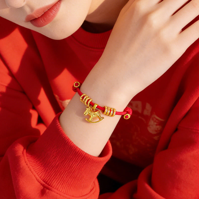 Buddha Stones ​​Jahr des Pferdes Einfaches Pferde-Kreis-Charm-Seil-Glaubensarmband - image 3