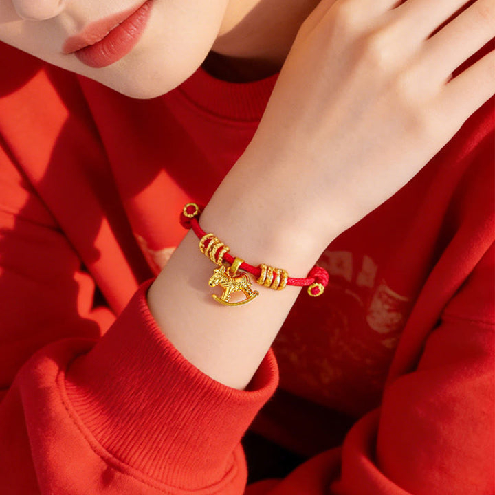 Buddha Stones ​​Jahr des Pferdes Einfaches Pferde-Kreis-Charm-Seil-Glaubensarmband - image 3