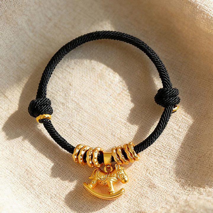 Buddha Stones ​​Jahr des Pferdes Einfaches Pferde-Kreis-Charm-Seil-Glaubensarmband - image 13