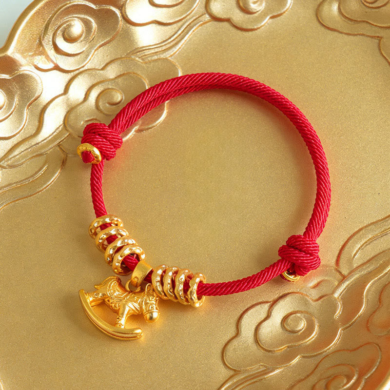 Buddha Stones ​​Jahr des Pferdes Einfaches Pferde-Kreis-Charm-Seil-Glaubensarmband - image 0