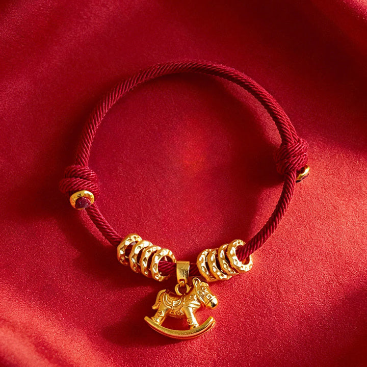 Buddha Stones ​​Jahr des Pferdes Einfaches Pferde-Kreis-Charm-Seil-Glaubensarmband - image 10