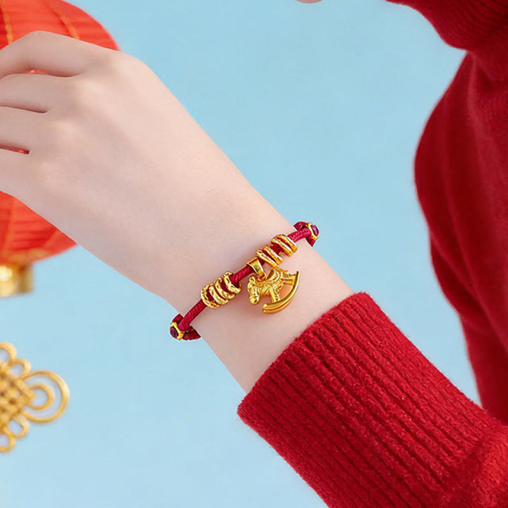 Buddha Stones ​​Jahr des Pferdes Einfaches Pferde-Kreis-Charm-Seil-Glaubensarmband - image 11