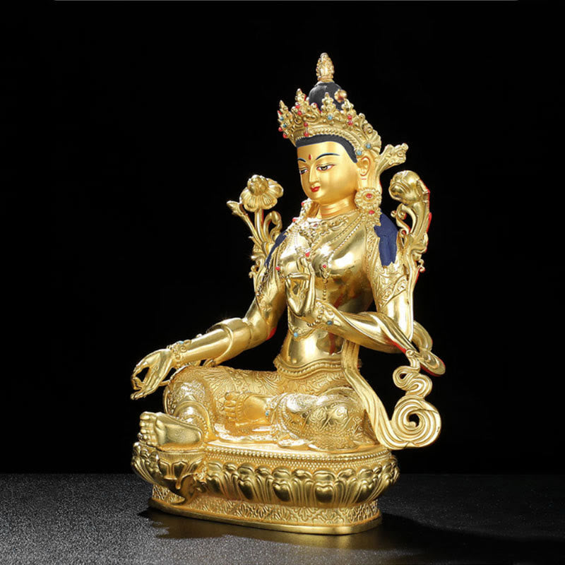 Chenrezig Vierarmige Avalokitesvara-Schutzstatue aus Kupfer, vergoldet, Dekoration - image 5