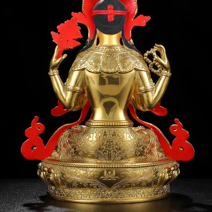 Chenrezig Vierarmige Avalokitesvara-Schutzstatue aus Kupfer, vergoldet, Dekoration - image 11
