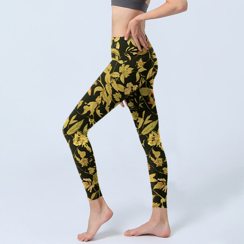 Luxuriöse Leggings mit Buddha Stones -Blumen-, Blatt- und Vogelmuster – die perfekte Sport- und Yogahose für Damen - image 2