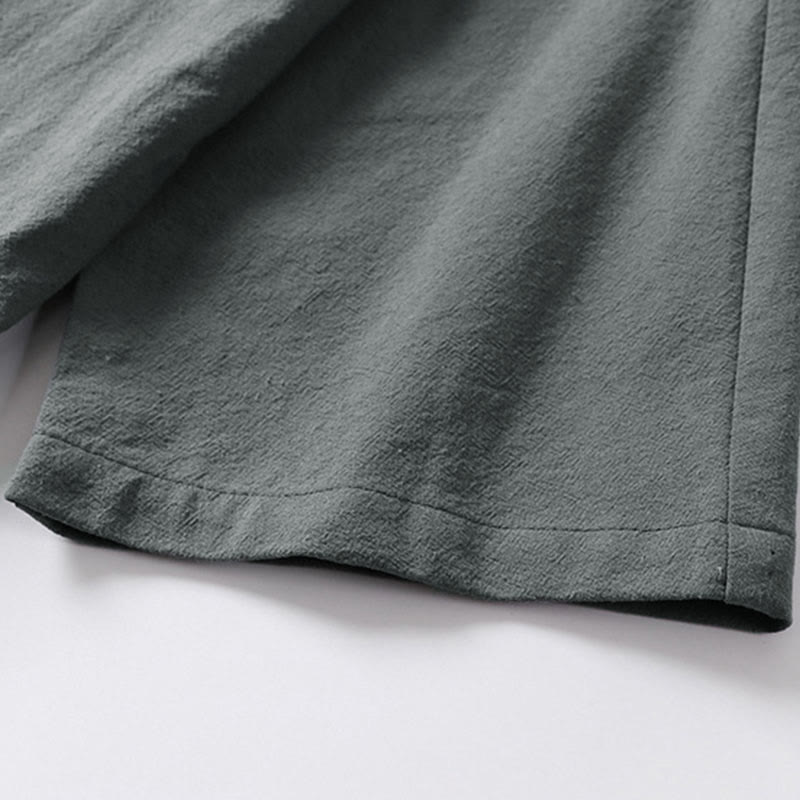 Buddha Stones Schlichter Kimono aus Baumwoll-Leinen-Mischgewebe mit Schnürung und Dreiviertelärmeln für Herren - image 7