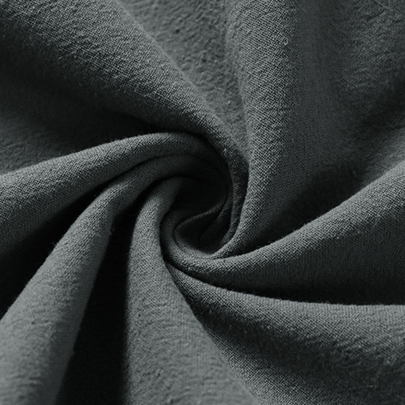 Buddha Stones Schlichter Kimono aus Baumwoll-Leinen-Mischgewebe mit Schnürung und Dreiviertelärmeln für Herren - image 8