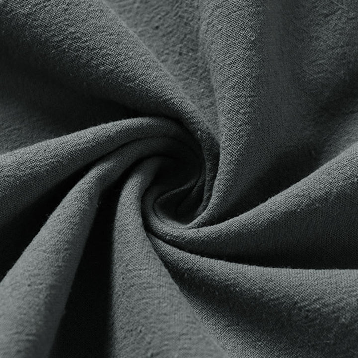 Buddha Stones Schlichter Kimono aus Baumwoll-Leinen-Mischgewebe mit Schnürung und Dreiviertelärmeln für Herren - image 8