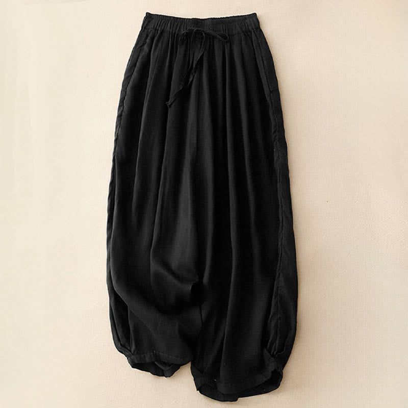 Buddha Stones Sommer-Caprihose mit elastischem Bund und Taschen - Schwarz - US 8-10, UK/AU 12-14, EU 40-42 (2XL) - image 10