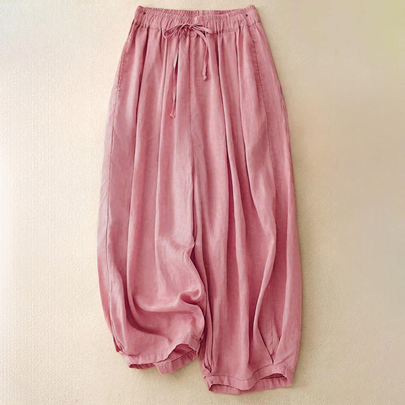 Buddha Stones Sommer-Caprihose mit elastischem Bund und Taschen - Rosa - US 8-10, UK/AU 12-14, EU 40-42 (2XL) - image 18