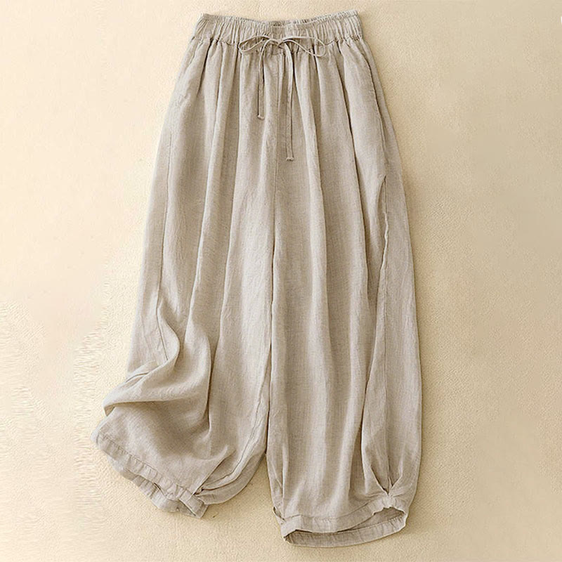 Buddha Stones Sommer-Caprihose mit elastischem Bund und Taschen - Beige - US 8-10, UK/AU 12-14, EU 40-42 (2XL) - image 0