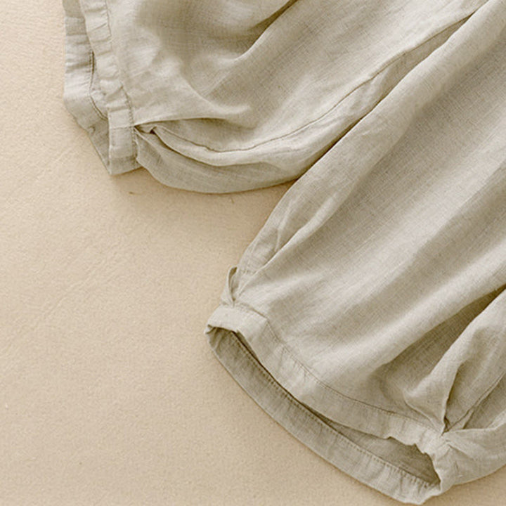 Buddha Stones Sommer-Caprihose aus Baumwolle mit elastischem Bund und Taschen - image 7