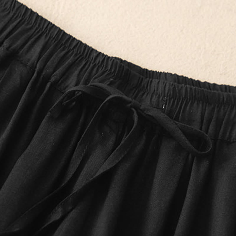 Buddha Stones Sommer-Caprihose aus Baumwolle mit elastischem Bund und Taschen - image 11