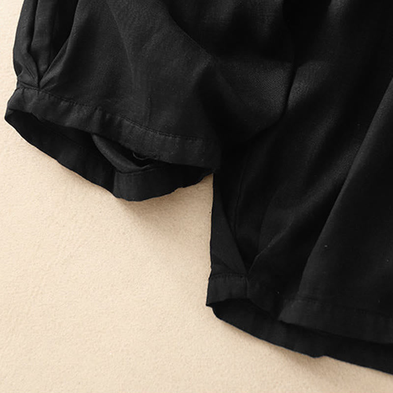 Buddha Stones Sommer-Caprihose aus Baumwolle mit elastischem Bund und Taschen - image 15